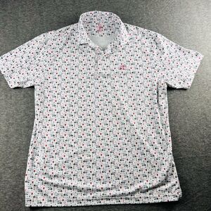 Rhoback Mens Golf Polo Performance Shirt The Bev Cart All Over Graphic Size XL